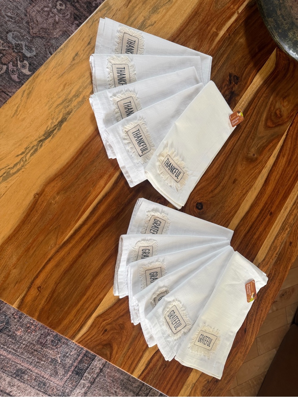 Lot 11pc World Market Thanksgiving Napkins Grateful Thankful Cotton Fall Table